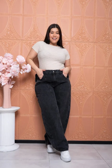 Jeans Baggy Gris Recorte con Regulador