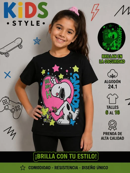 Remera Reflex de Nena Snoopy
