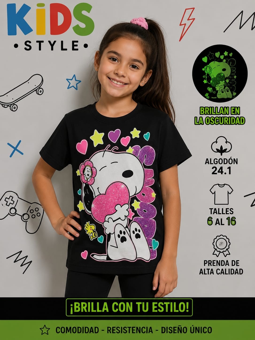 Remera Reflex de Nena Snoopy - Imagen 2