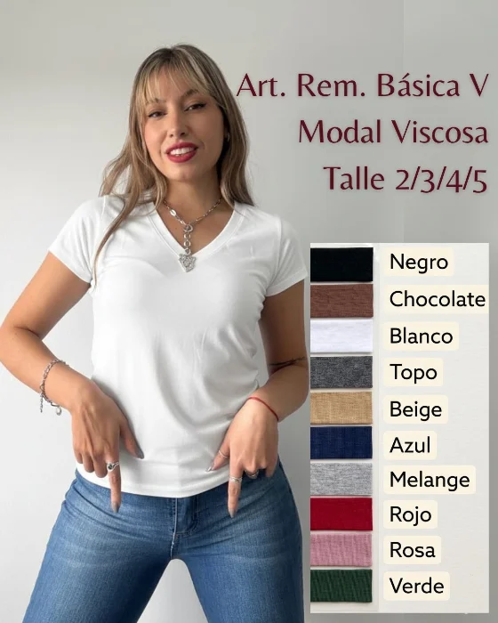 Remera Basica Escote V Modal