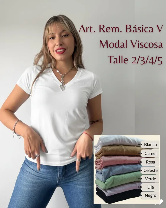 Remera Basica Escote V Modal