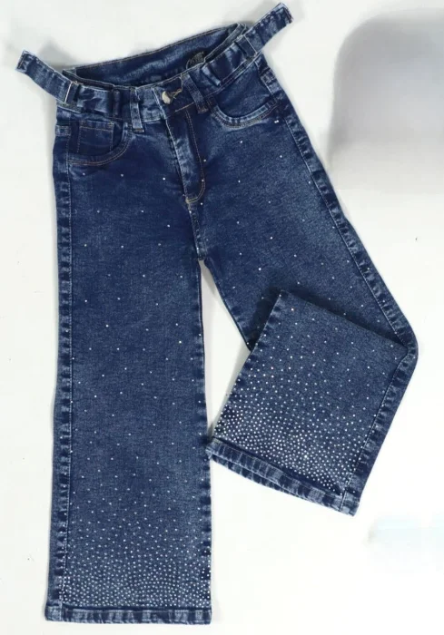 Pantalon Jean Oxford con Strass y Regulador Nena