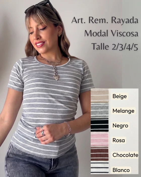 Remera Modal Basica Rayada