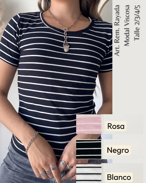 Remera Modal Basica Rayada