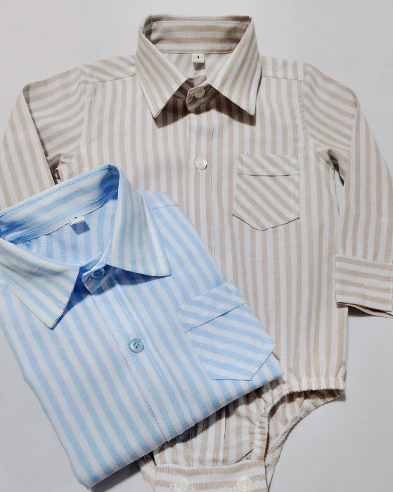 Body Camisa de Bebé Manga Larga Tela Poplin