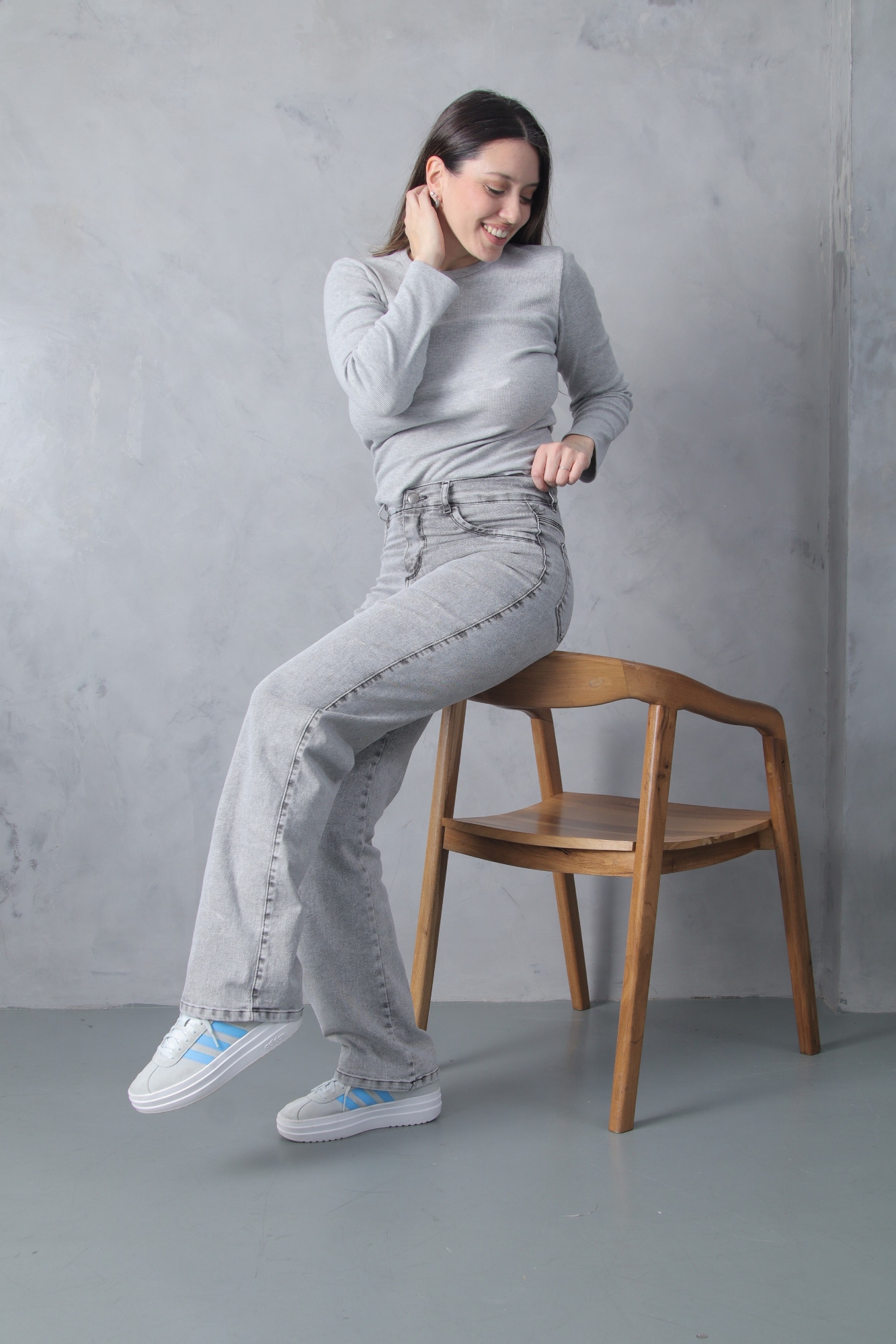 Wide Leg Gris Ceniza Elastizado! Tiro Alto - Imagen 4