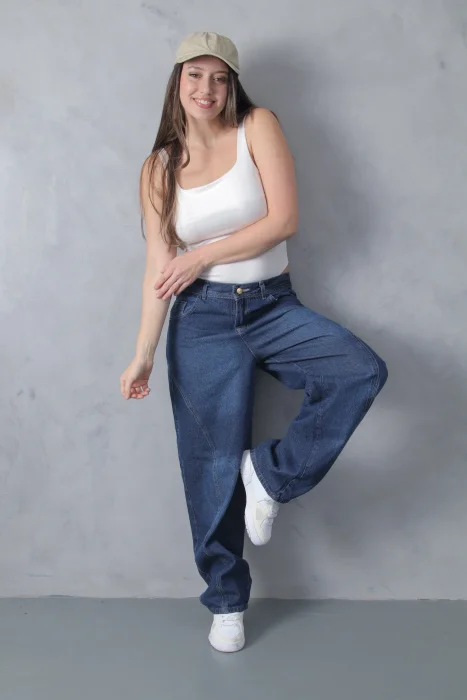 Baggy Azul con Recorte!  Tiro Medio bajo
