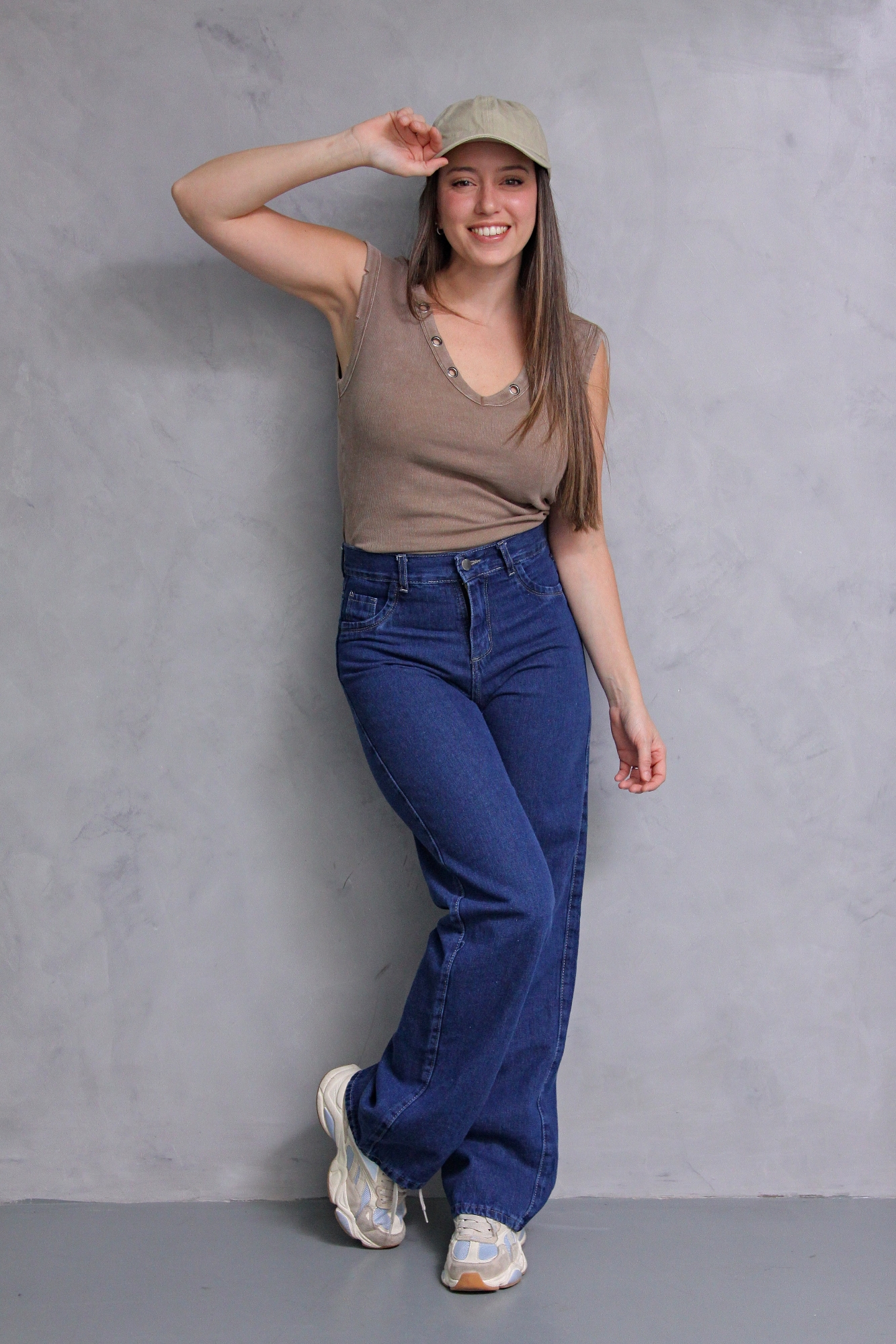 Wide Leg Azul Rigido Liso - Imagen 2