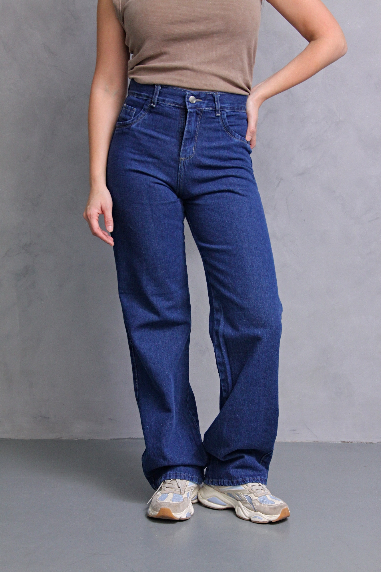 Wide Leg Azul Rigido Liso - Imagen 7