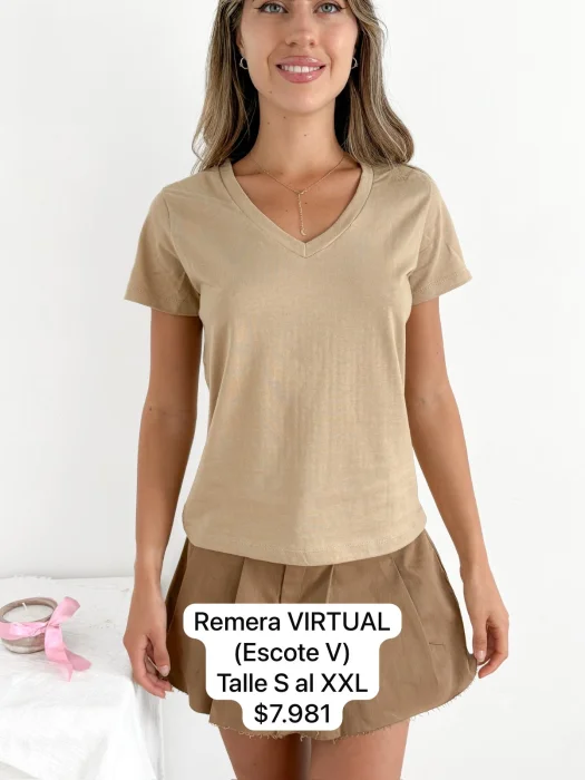 Remera Virtual (escote V) Talle S a Xxl