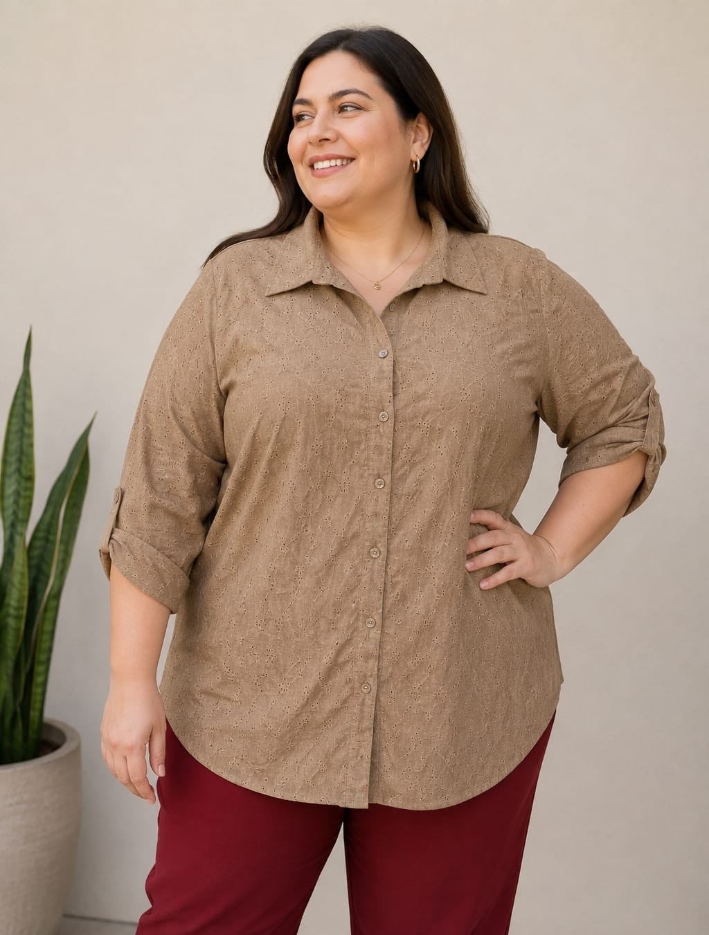 Camisa Broderie Talles Especiales - Imagen 4