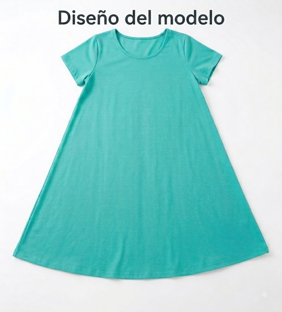 Vestido de Lino Estampado en Cuello u - Imagen 2