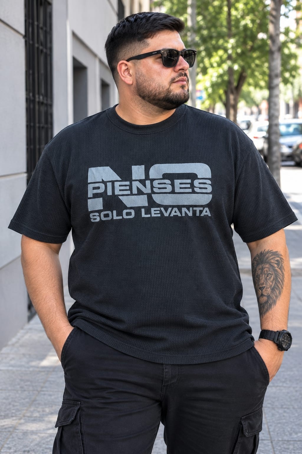 Remera de Wafle Hombre Estampada Talles Especiales - Imagen 6