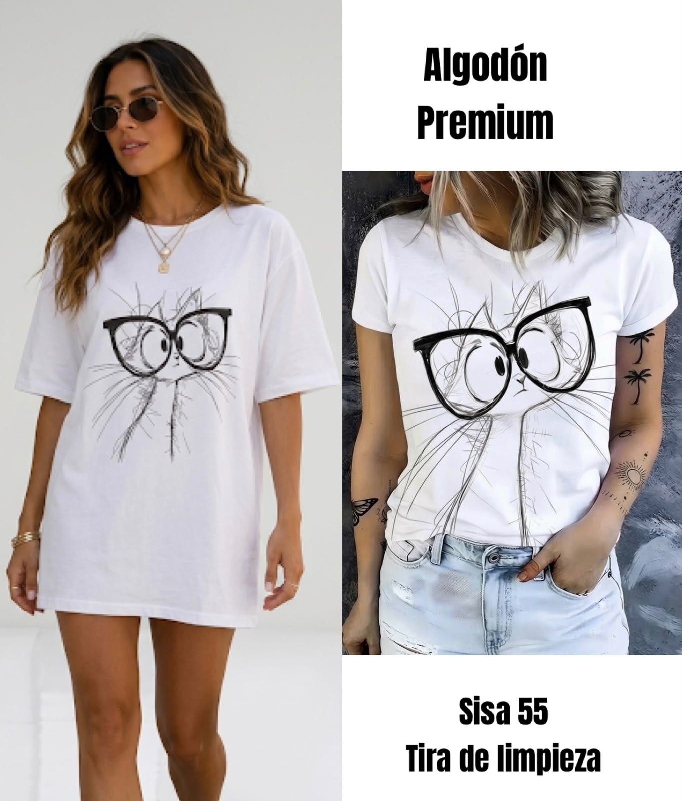 Remeron Gato con Lentes- Algodón Premium - Imagen 6
