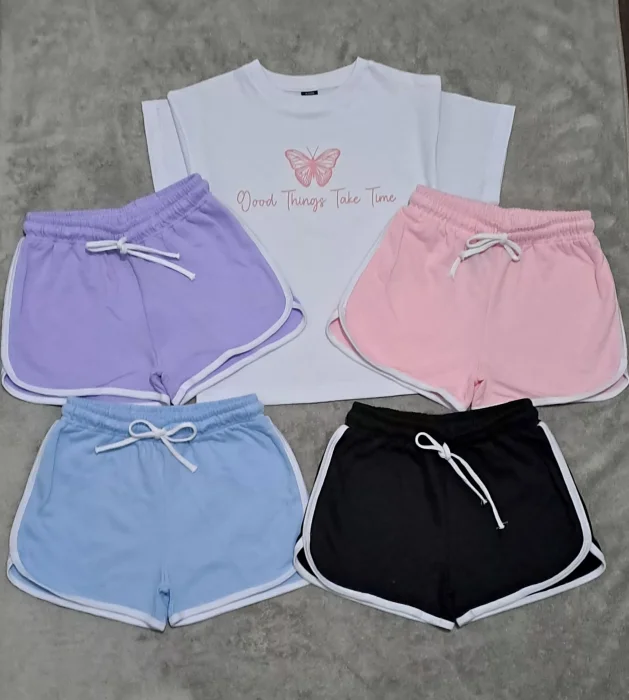 Conjuntos Nenas  Short Vivo Rustico Remera  Jersey ) Algodón Peinado