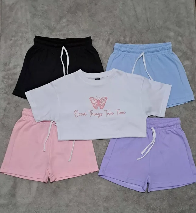 Conjuntos Nenas  Short Básico Rustico Remera Jersey  ( Algodón Peinado)