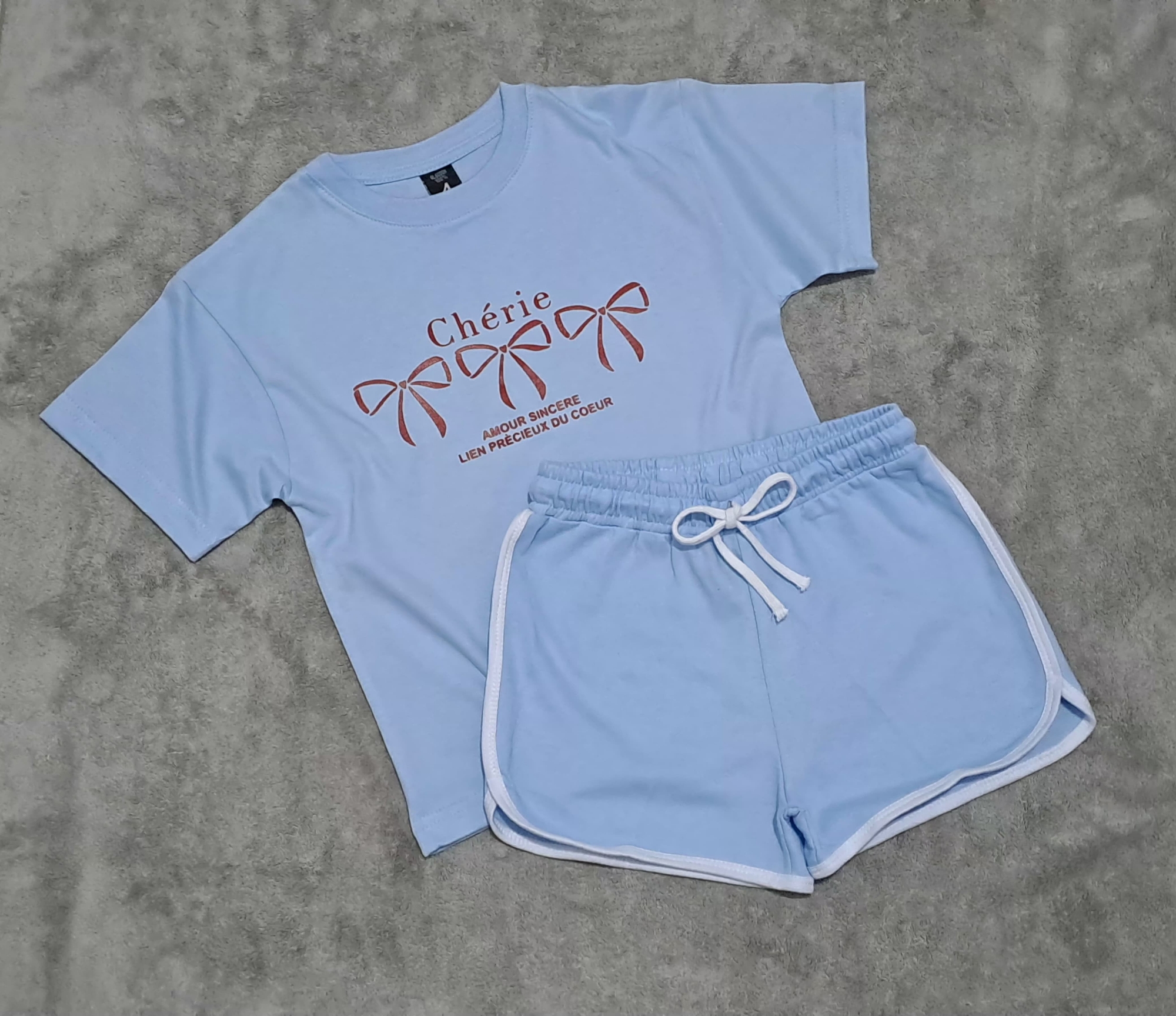 Conjuntos Nenas Short Vivo Rustico Remera Jersey ( Algodón Peinado) - Imagen 3