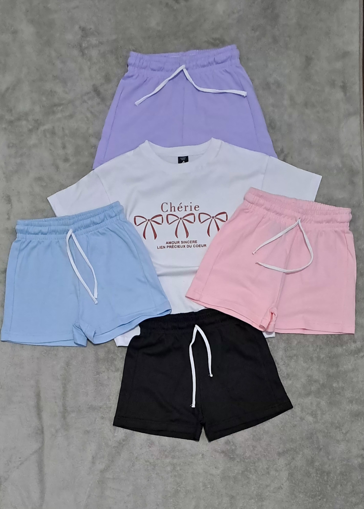 Conjuntos Nenas Short Basico Rustico Remera Jersey ( Algodón Peinado ) - Imagen 1