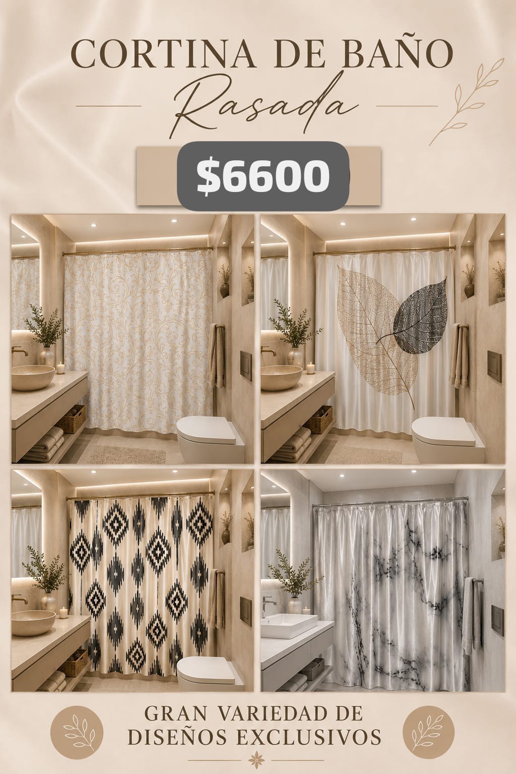 Cortinas de Baño Estampadas Tela Razo - Imagen 2