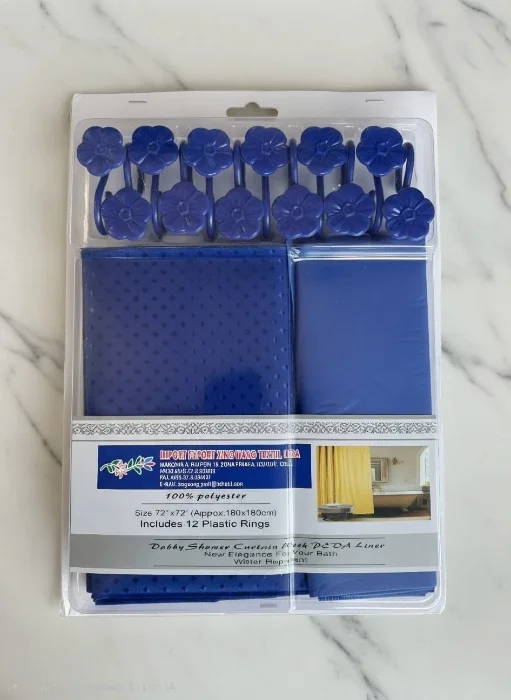 Set de 3 Piezas de Baño Cortina Tela Raso