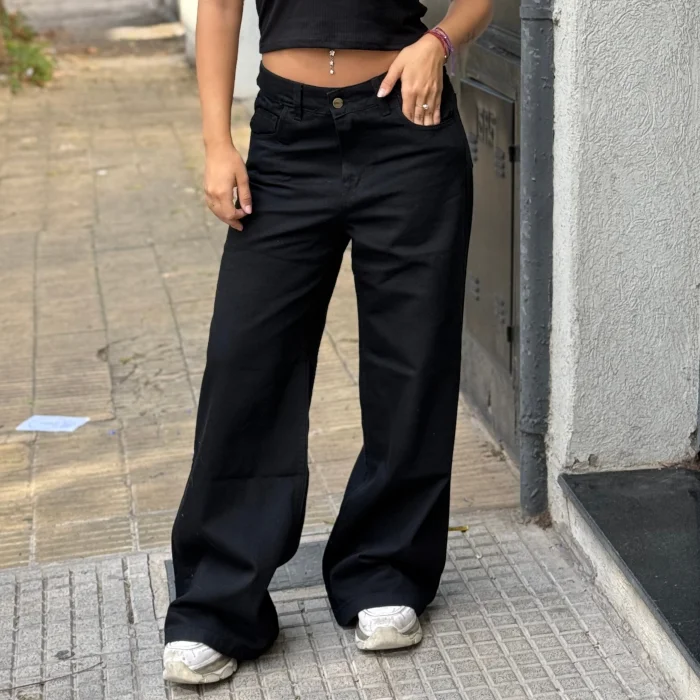 Wide Leg Jean Rígido Negro