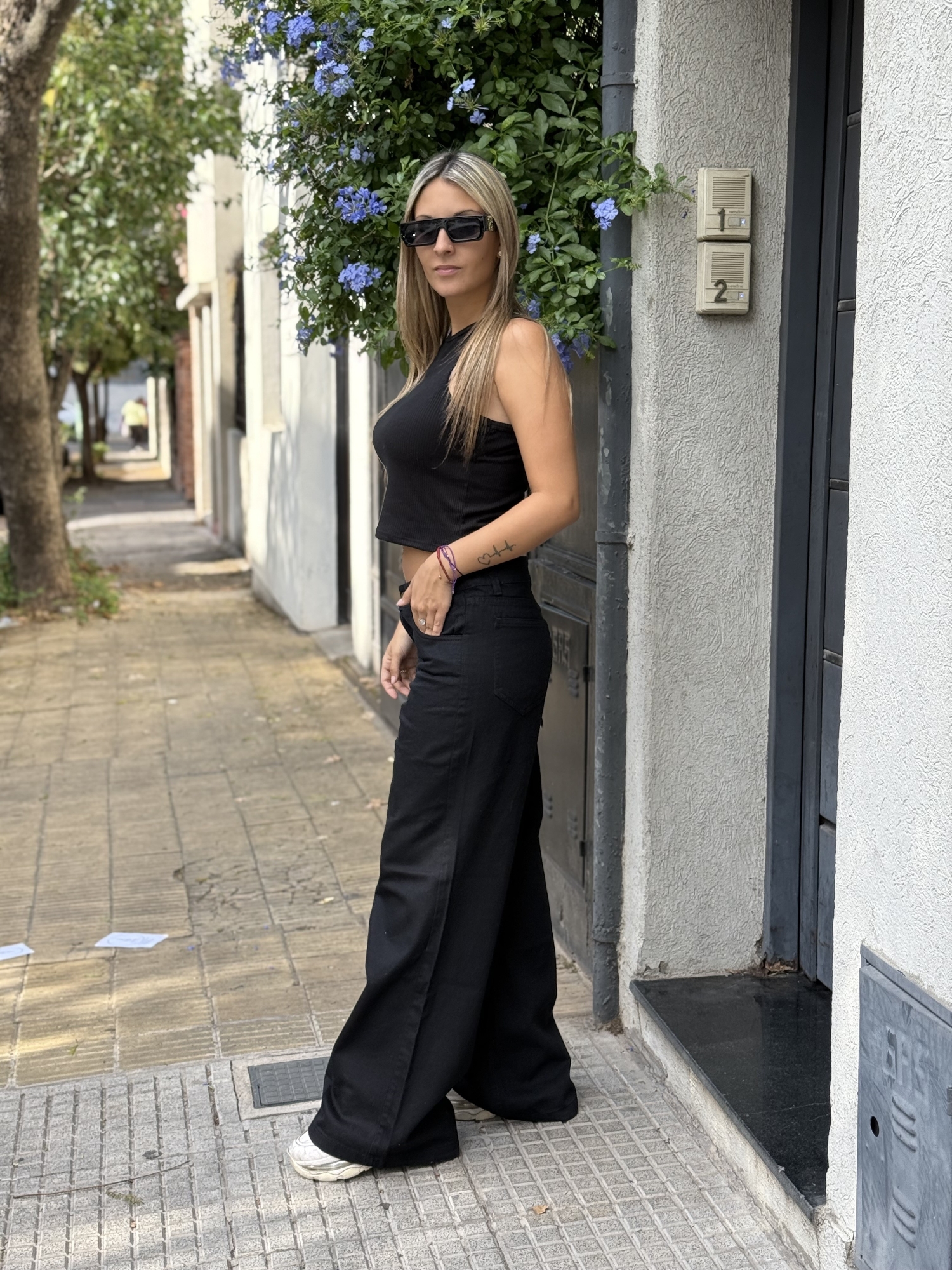 Wide Leg Jean Rígido Negro - Imagen 2
