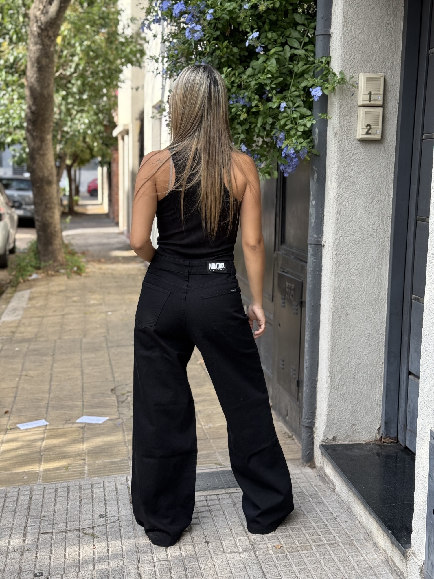 Wide Leg Jean Rígido Negro - Imagen 3