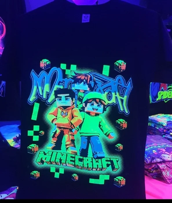 Minecraft Manga Corta Brillan en Oscuridad