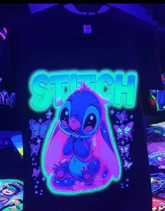 Stitch Remeras Luminosas Brillan en la Oscuridad