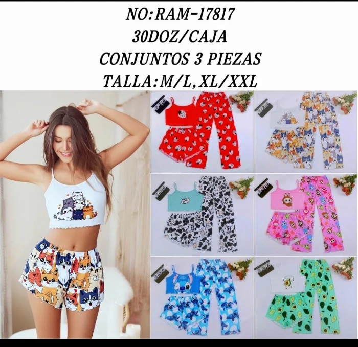 Pijama 3 Piezas de Músculosa