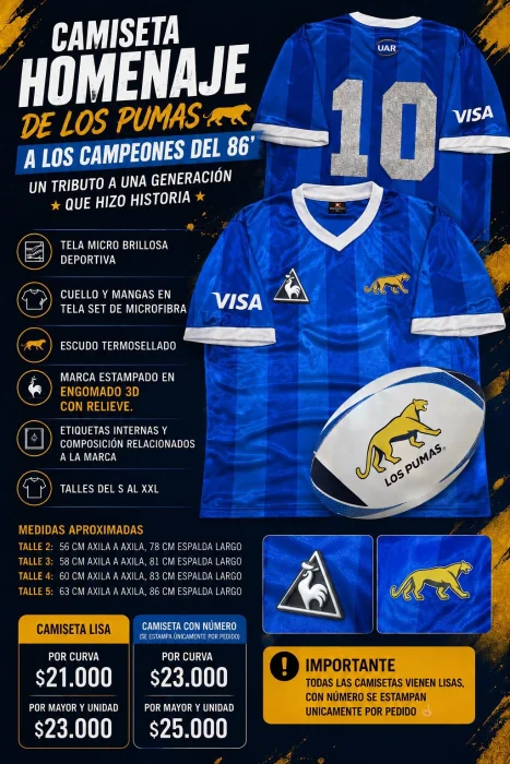 Camiseta Rugby Selección ,conmemoración 86'
