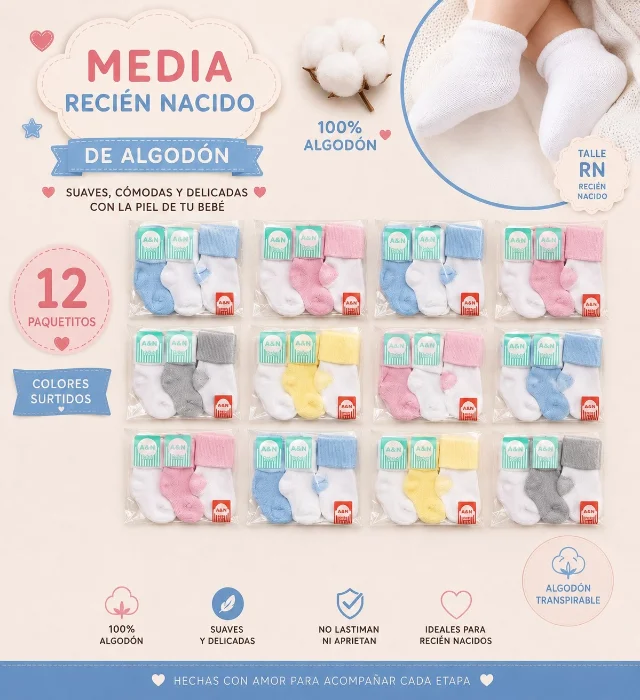 Media de Algodon Pack X 3 Unidades