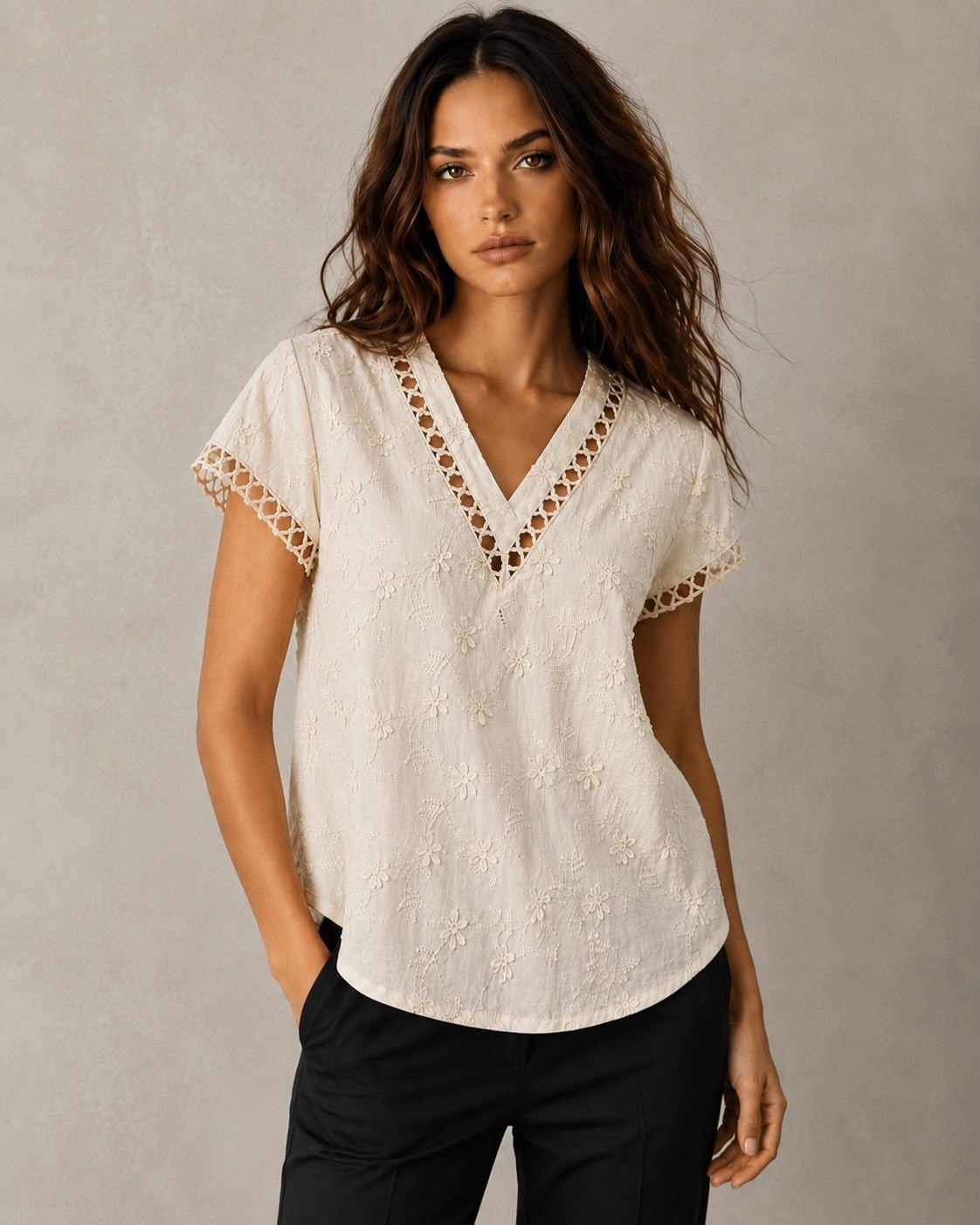 Musculosa Broderi Lino - Imagen 2