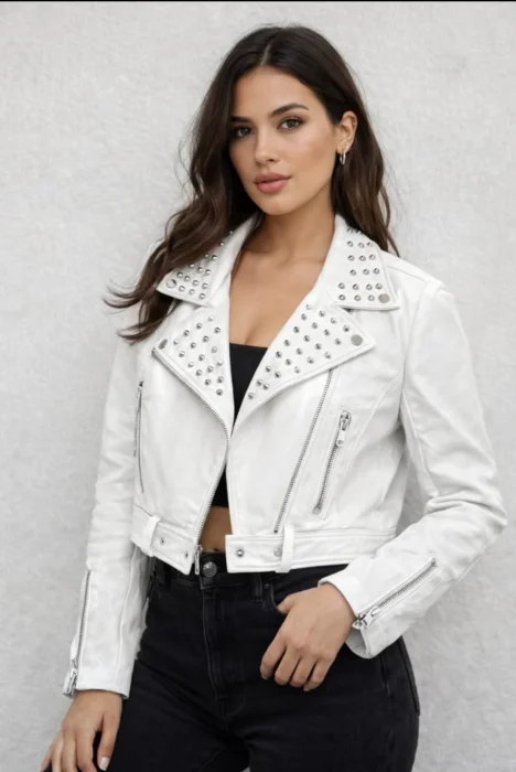 Campera Ecocuero Yd T Blanco y Beige