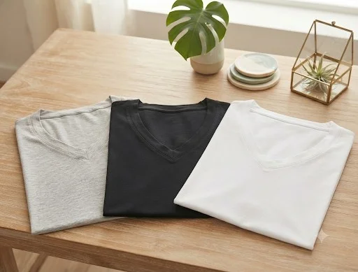 Remeras Modal Viscosa  Cuello V y Redondo