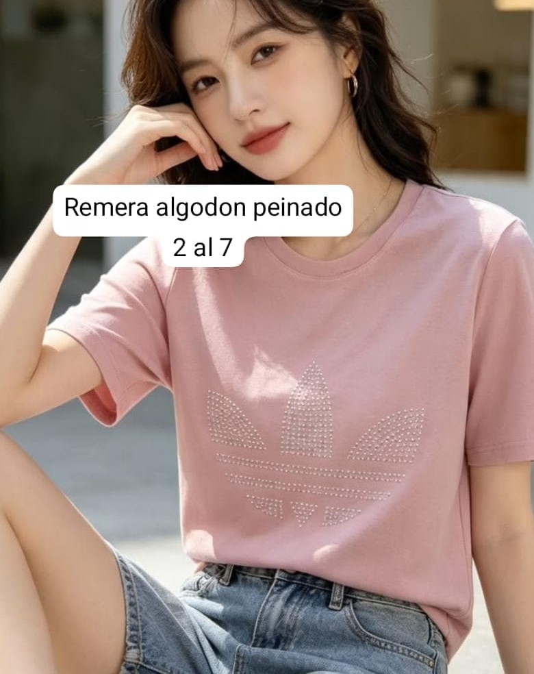 Remera Mujer con Stras 2 al 7 Algodon Peinado - Imagen 2