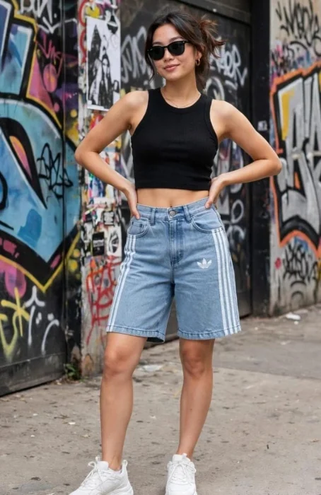 Bermuda Jeans Tres Lineas