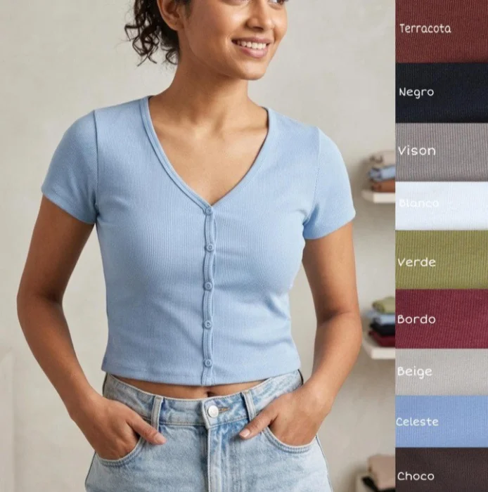 Remeras Escote Cuadrado Corazón y con Botones