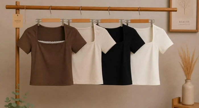 Remera Escote Cuadrado Puntilla