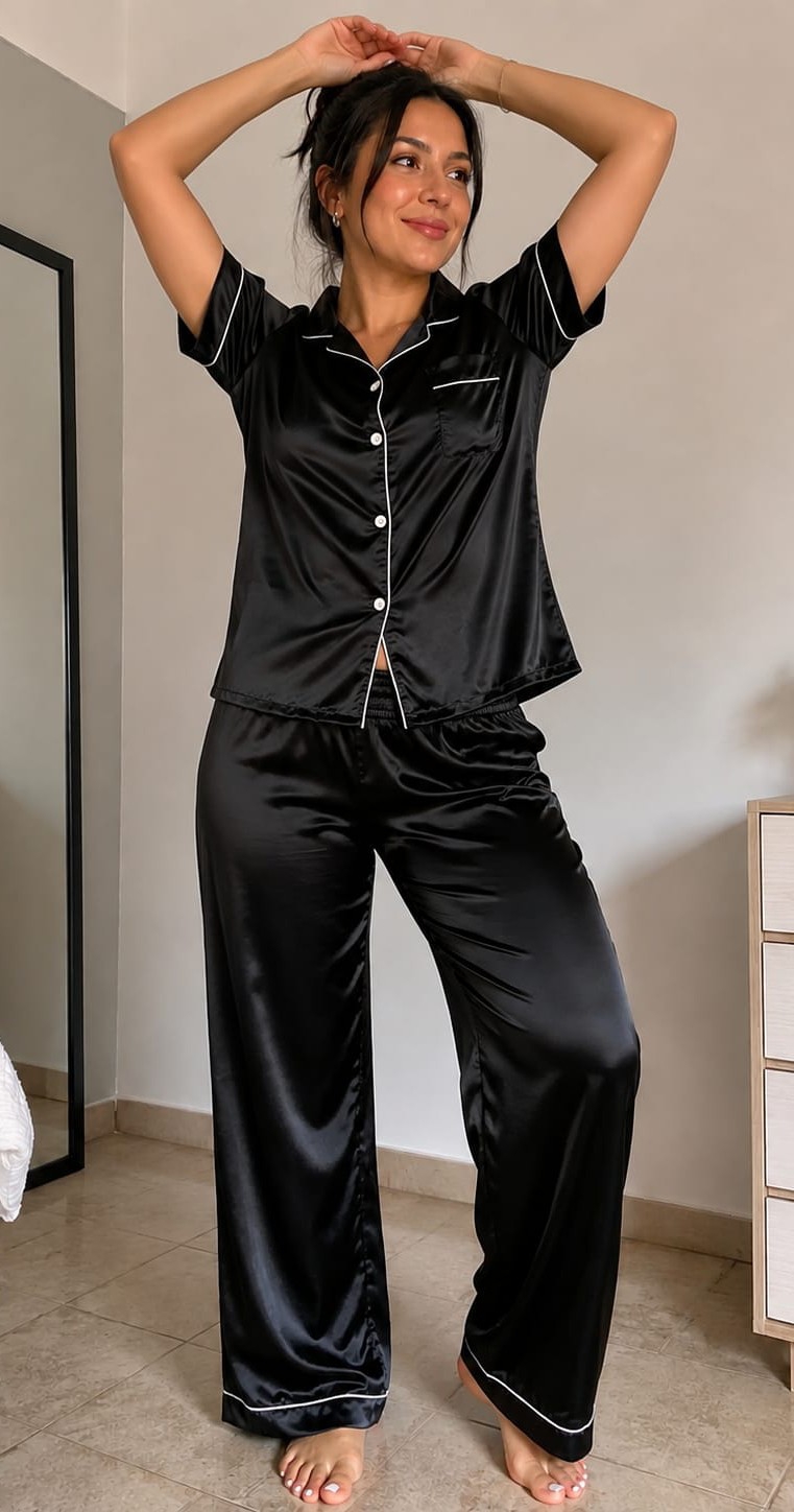 Camisero Satén Elastizado con Mangas Cortas - Imagen 1
