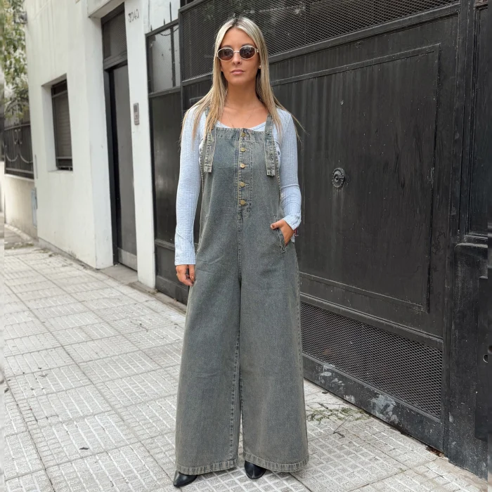 Jardinero Palazo Oversize en Jean Rígido Óxido