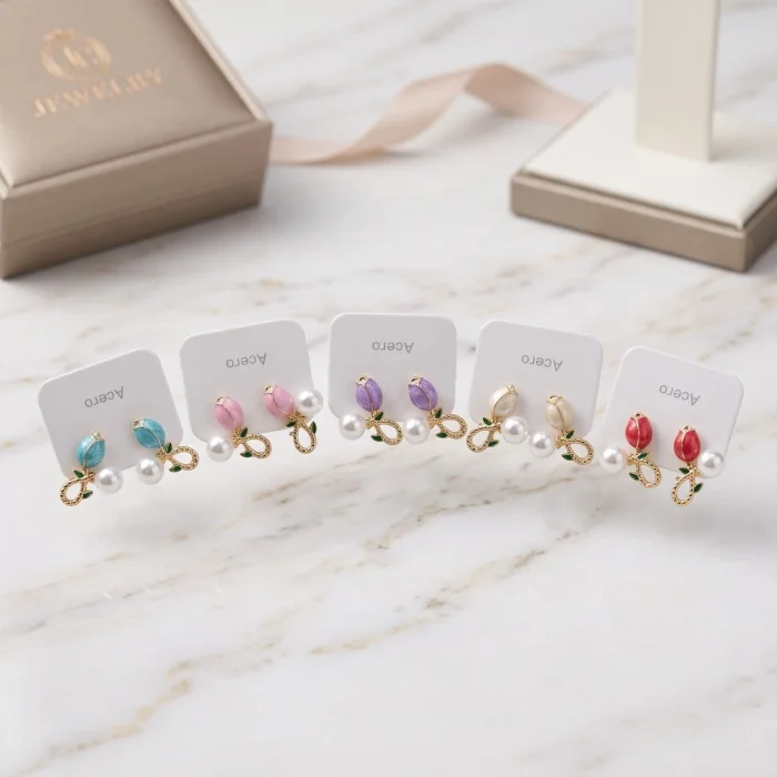 Aros Tulipán con Perlita