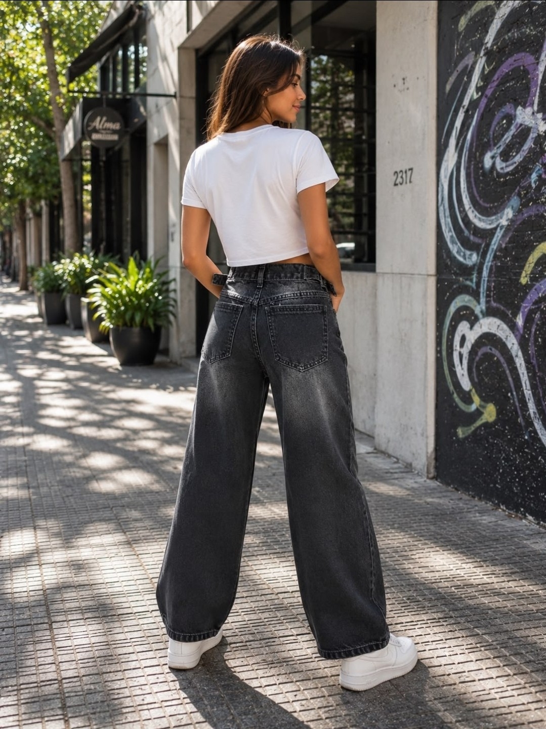 Jean's Baggy Adi Negro para Nena. - Imagen 2