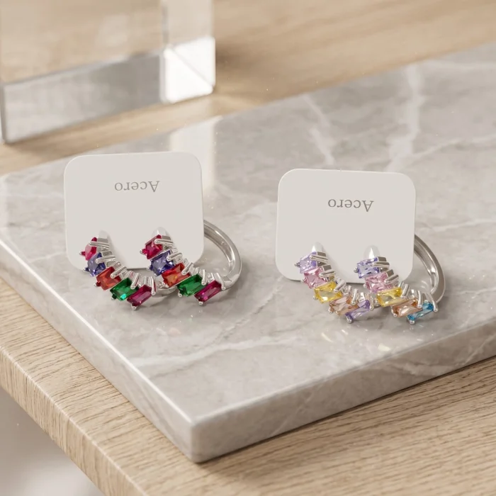 Aros Argolla con Piedras de Colores