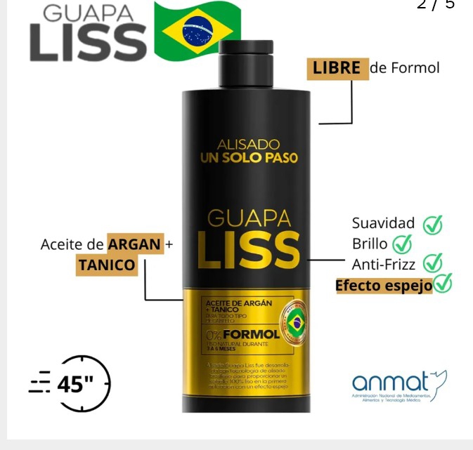 Guapa Liss Kit Completo Shampoo + Alisado sin Formol + Máscara Reparadora - Imagen 4