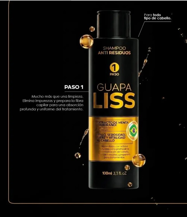 Guapa Liss Kit Completo Shampoo + Alisado sin Formol + Máscara Reparadora - Imagen 6