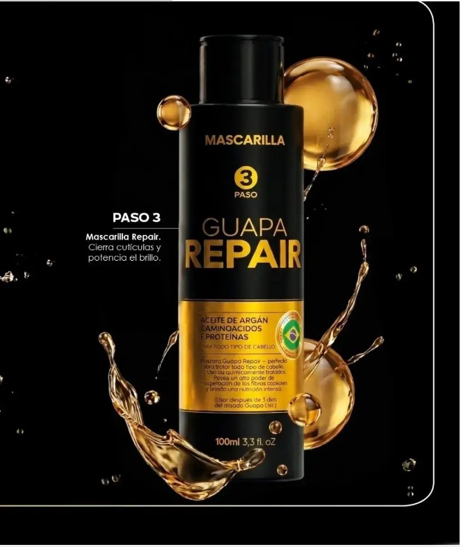Guapa Liss Kit Completo Shampoo + Alisado sin Formol + Máscara Reparadora - Imagen 7