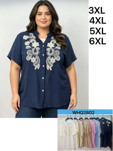 Camisa Manga Corta de Lino Cey Talle Especial.2802