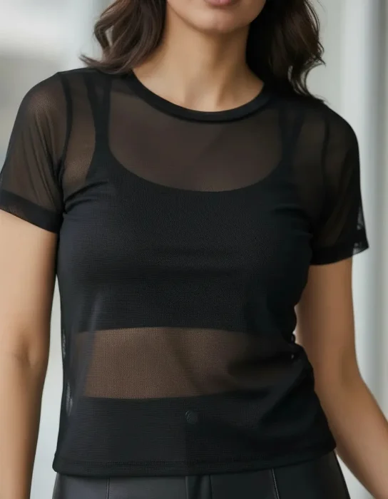 Remera de Tul Manga Corta
