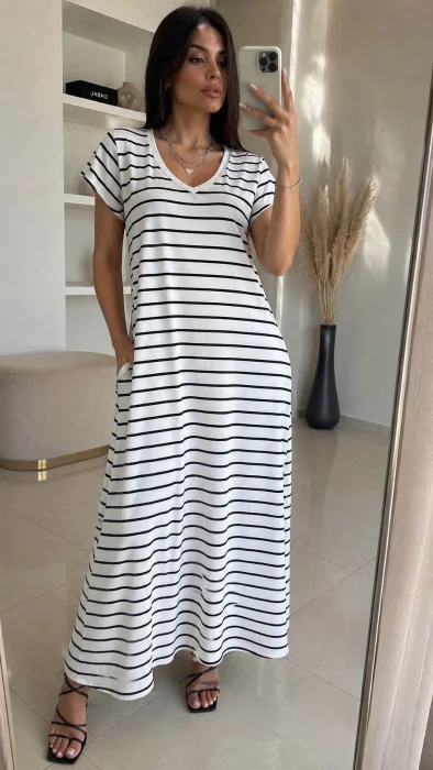Vestido Rayado Largo